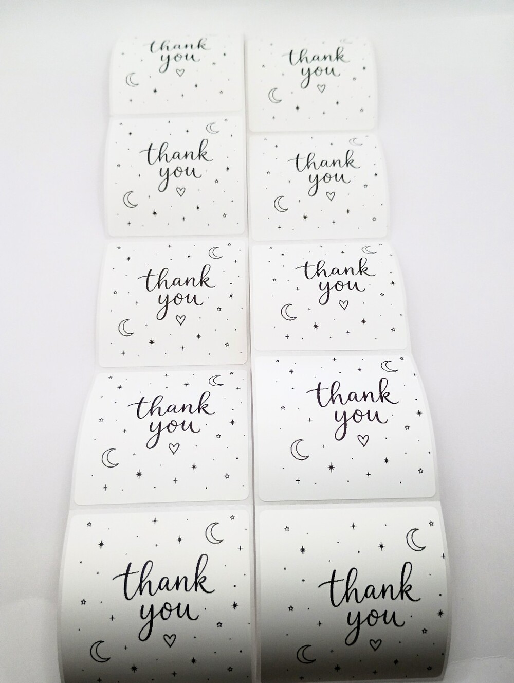 Set of 10 Celestial Moon & Stars Thank You Stickers 2x2
